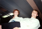 Beth Fightmaster holding Scott Palucki